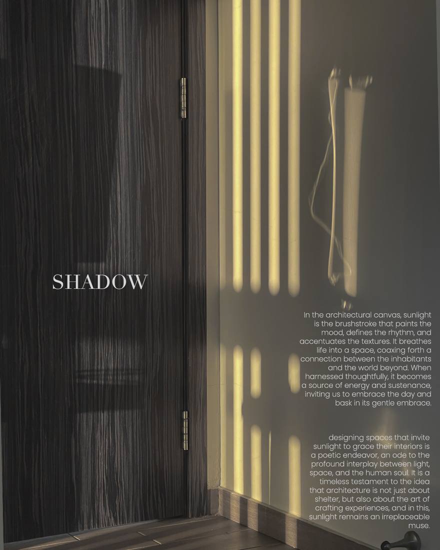 Sunlight falling in slats across a dark timber wardrobe